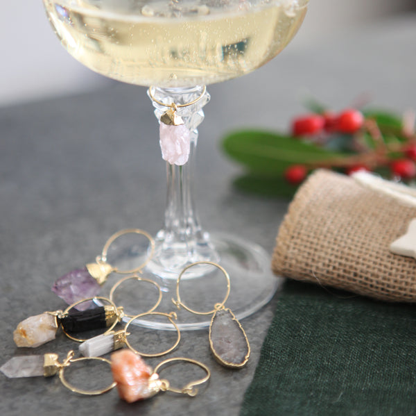 Mineral Wine Marker Charms - Set of 8