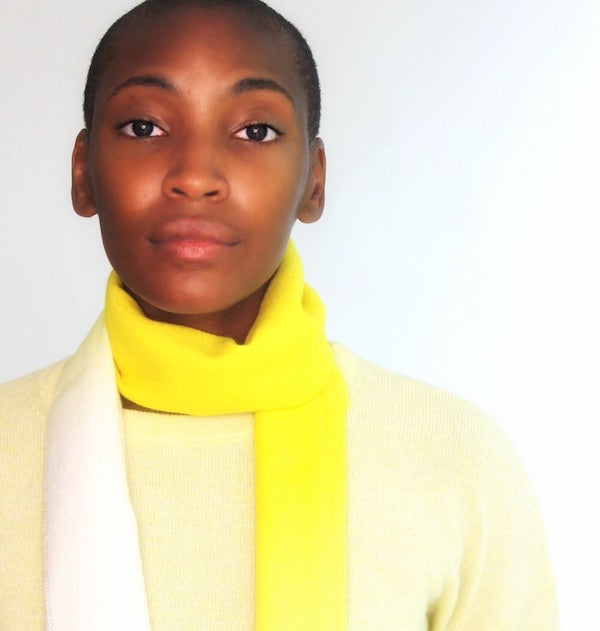 Alpaca Wool Hand-Dyed Ombre Scarf - Yellow & Natural White