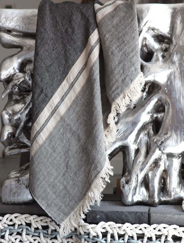 Libeco Belgian Linen Throw Blanket - Tack Stripe