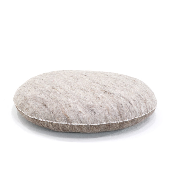 Firm Felted Wool Meditation Cushion - Stone & Grey Bicolor