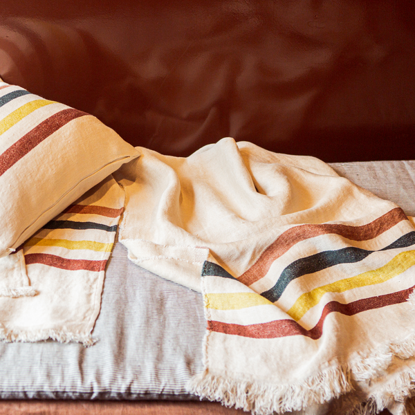 Libeco Belgian Flax Linen Throw Towel - Lake Stripe