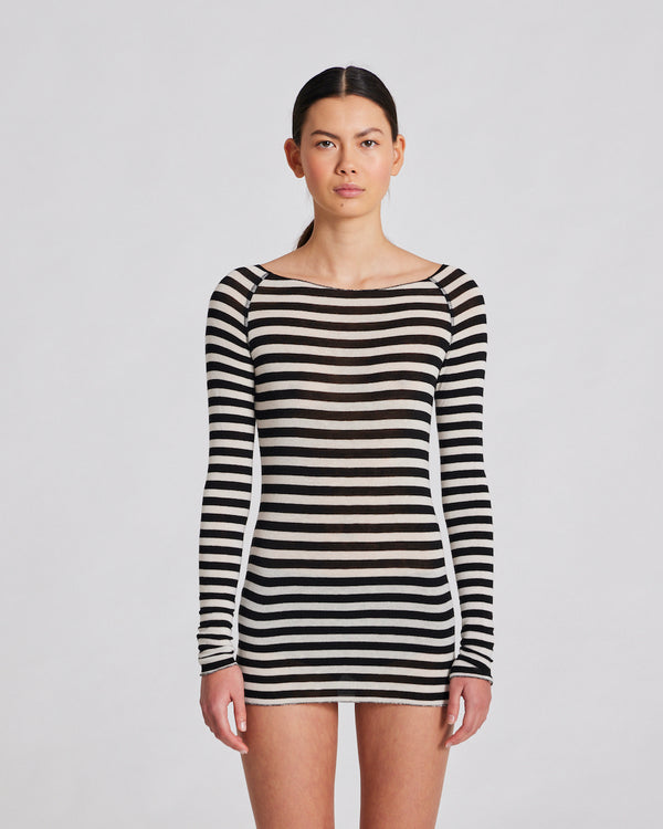 Black Striped Long Sleeves Top - Amalie