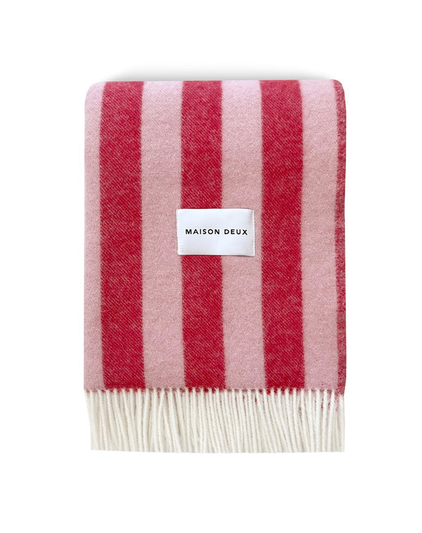 Wool Candy Wrap Blanket - Pink Cherry