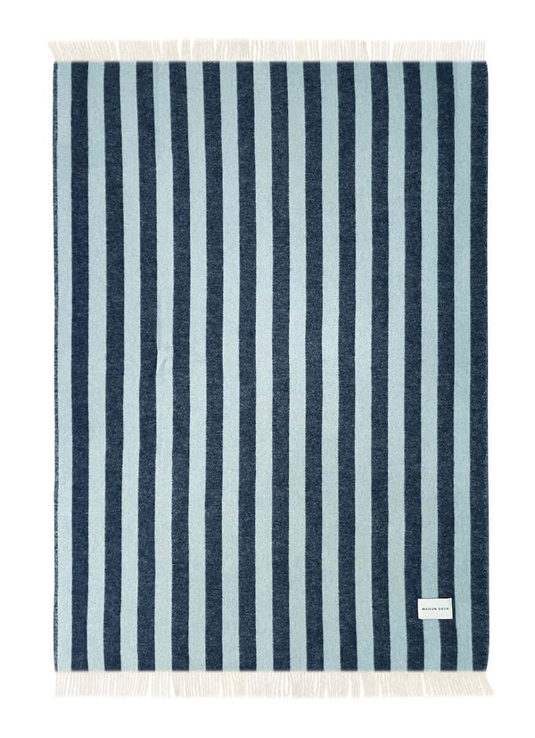 Wool Candy Wrap Blanket - Navy Ice Blue