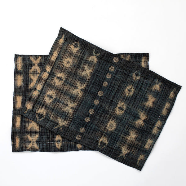 Shibori-Dyed Raffia Placemat - Charcoal