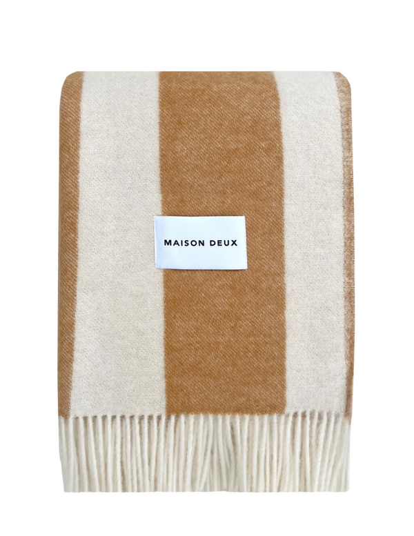 Rough Stripe Wool Blanket - Terra