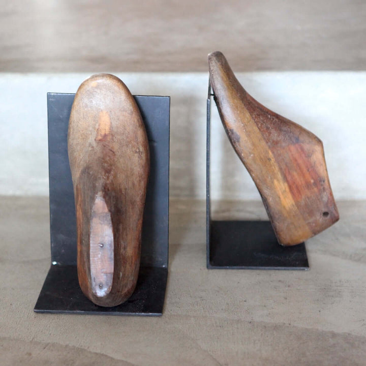 Vintage Shoe Mold Bookend Set on Metal