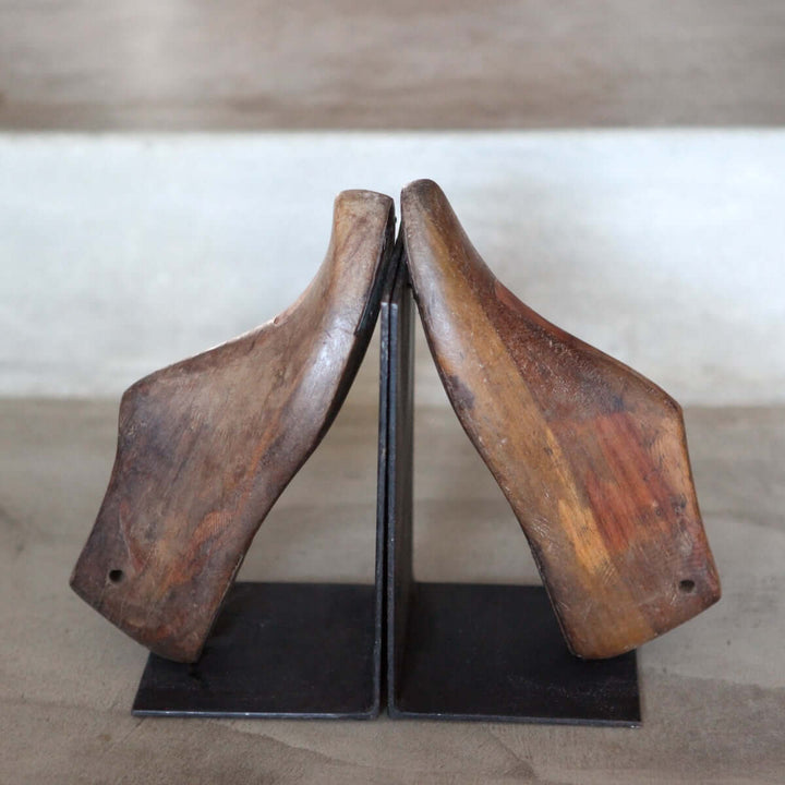 Vintage Shoe Mold Bookend Set on Metal