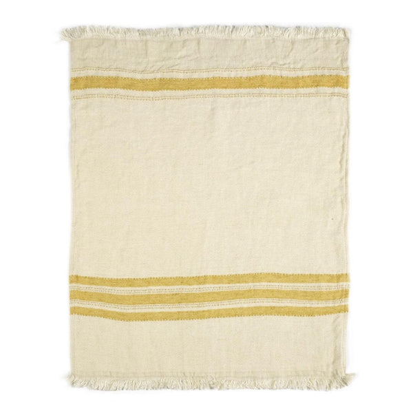 Libeco Belgian Linen Throw Towel - Mustard Stripe