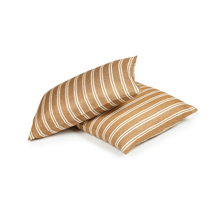 100% Belgian linen pillow cases, Canal Stripe is gorgeous tan with natural white stripes