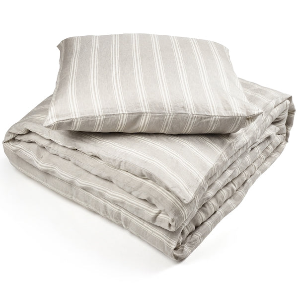 Libeco Belgian linen duvet cover-Euro pillow- Guest House Stripesham
