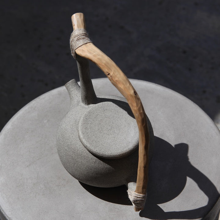 Handcrafted stone teapot with Juniper wood handle is like an artwork –  ECOIST