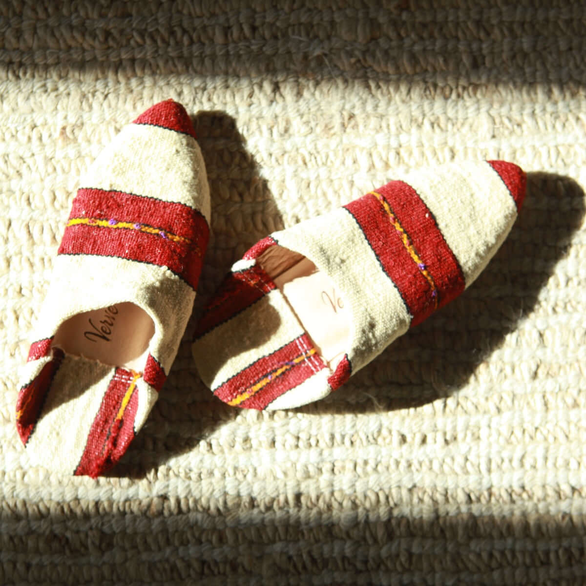 Moroccan Kilim Slippers handmade from scrapes from rugs ECOIST